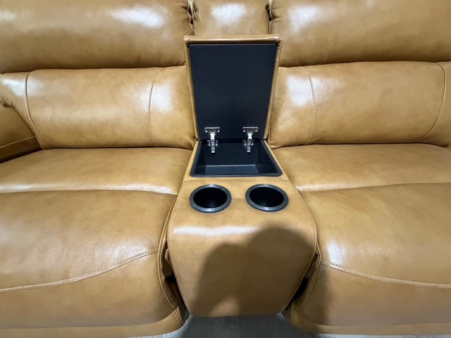 Modena Modular Lounge with 3x Electric recliners Tan leather match