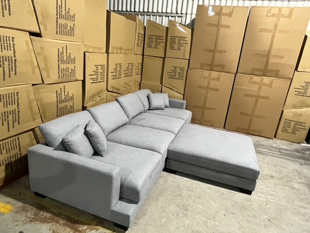 Prince 4 Seater Lounge & Ottoman Fifty Shades Colour