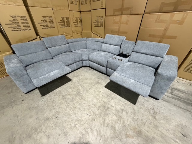 Bendigo 6pce lounge Electric Recliners Mid Grey