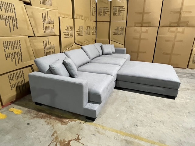 Prince 4 Seater Lounge & Ottoman Fifty Shades Colour