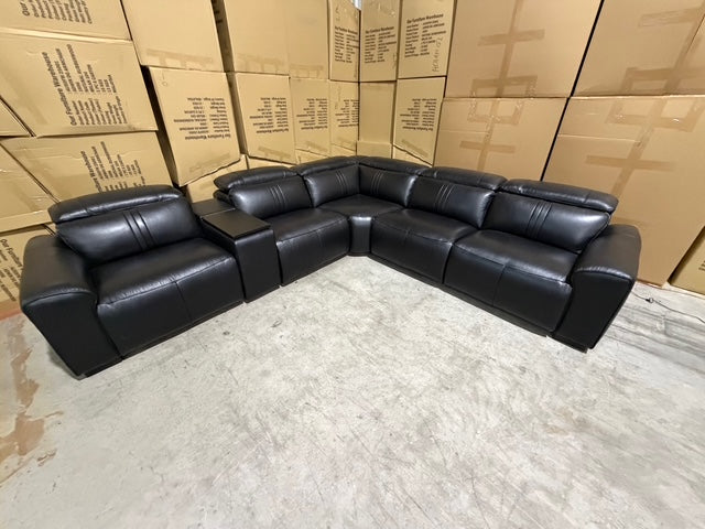 Arlo 6 Piece Modular Lounge dual motor recliners in black