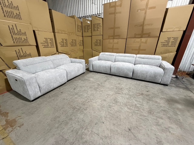 Watford 3 & 2 Seater Electric Recliner In Light Grey