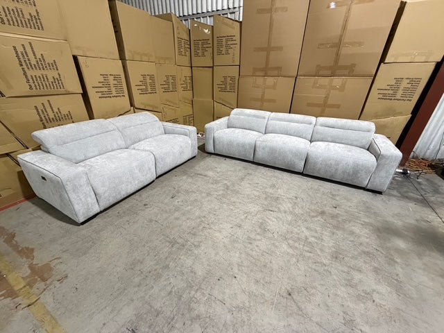 Watford 3 & 2 Seater Electric Recliner In Light Grey