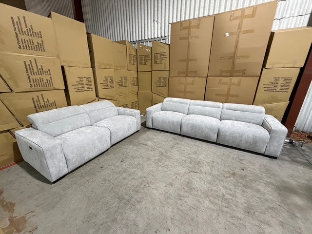 Watford 3 & 2 Seater Electric Recliner In Light Grey