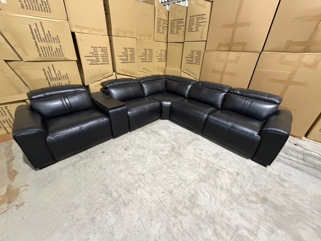 Arlo 6 Piece Modular Lounge dual motor recliners in black