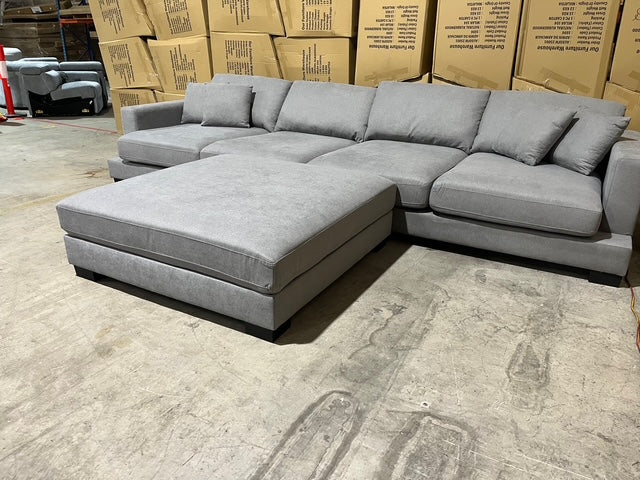 Prince 4 Seater Lounge & Ottoman Fifty Shades Colour