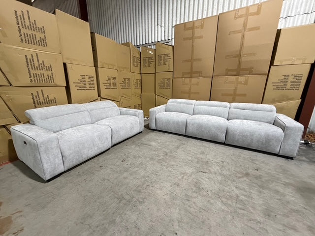 Watford 3 & 2 Seater Electric Recliner In Light Grey