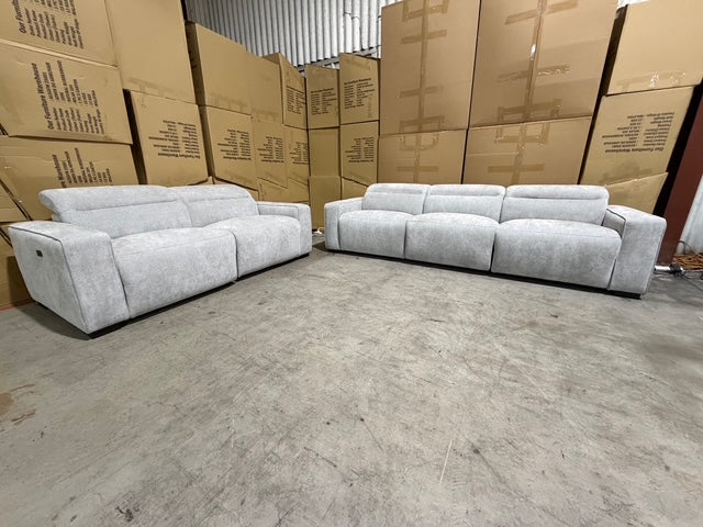 Watford 3 & 2 Seater Electric Recliner In Light Grey