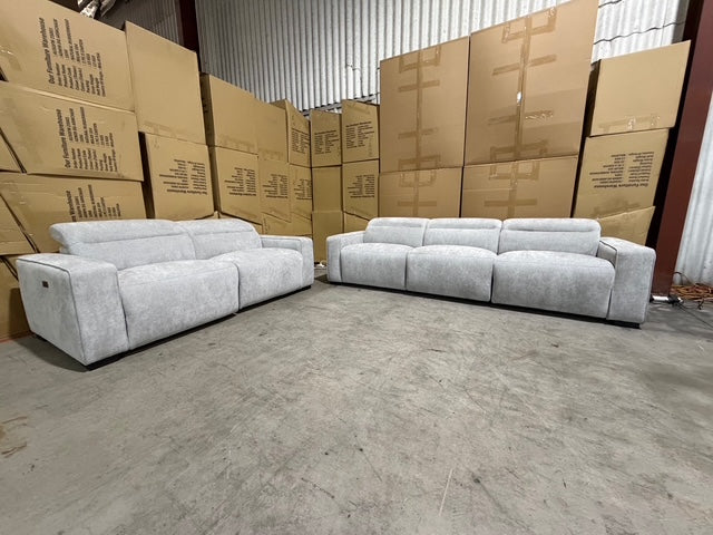 Watford 3 & 2 Seater Electric Recliner In Light Grey