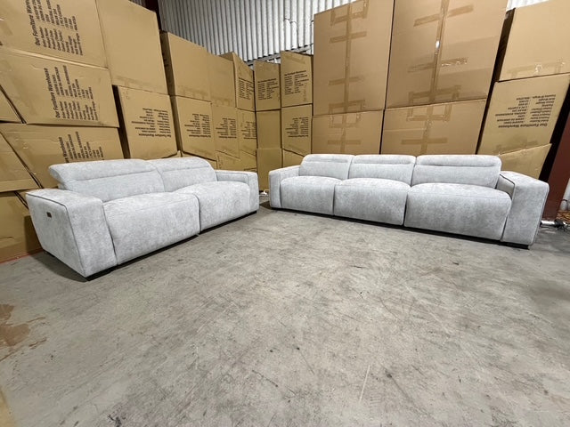 Watford 3 & 2 Seater Electric Recliner In Light Grey