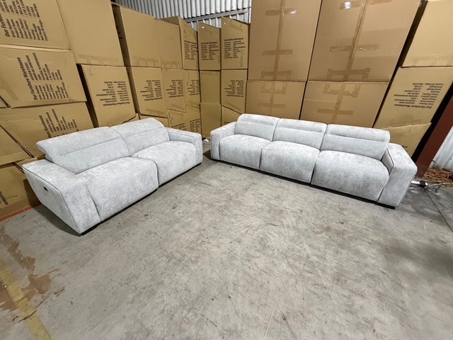Watford 3 & 2 Seater Electric Recliner In Light Grey