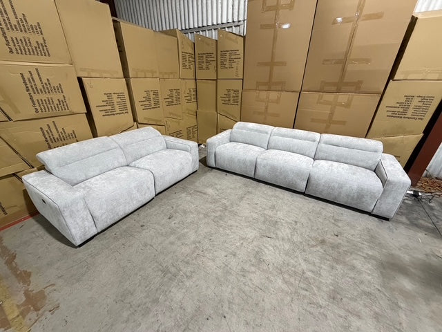 Watford 3 & 2 Seater Electric Recliner In Light Grey