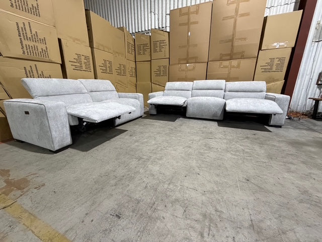Watford 3 & 2 Seater Electric Recliner In Light Grey