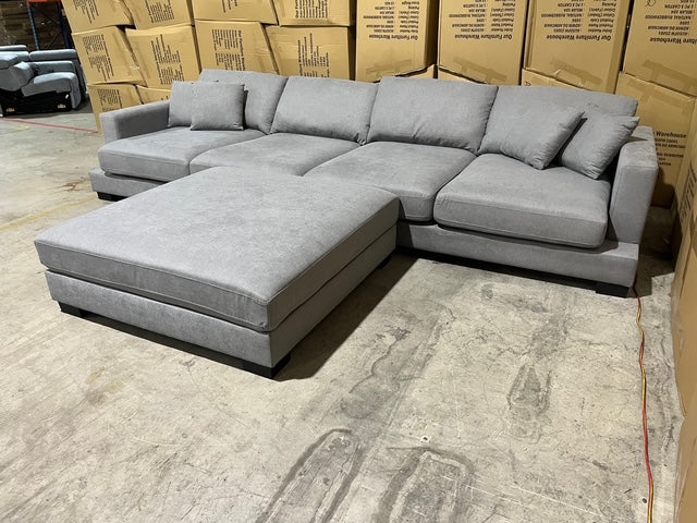 Prince 4 Seater Lounge & Ottoman Fifty Shades Colour
