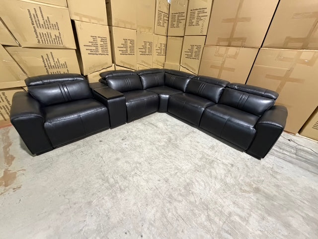 Arlo 6 Piece Modular Lounge dual motor recliners in black