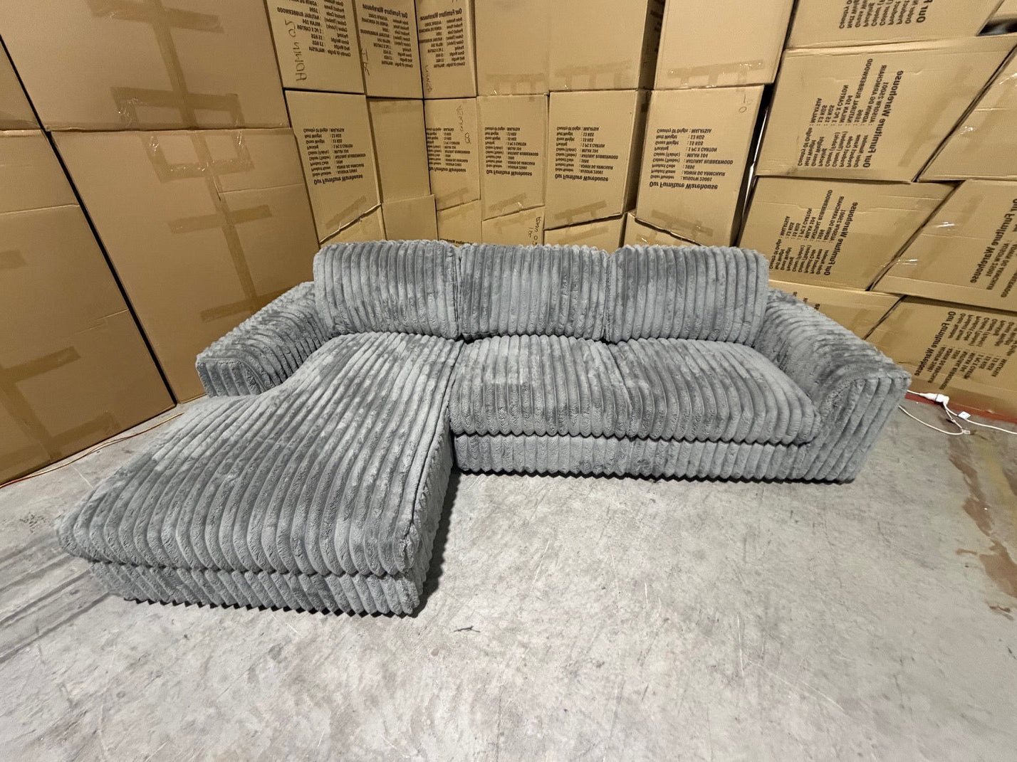 Willow LHF chaise Lounge in grey super cord