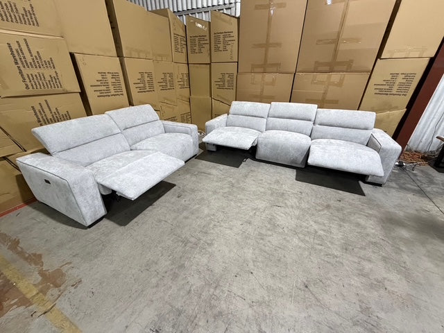 Watford 3 & 2 Seater Electric Recliner In Light Grey