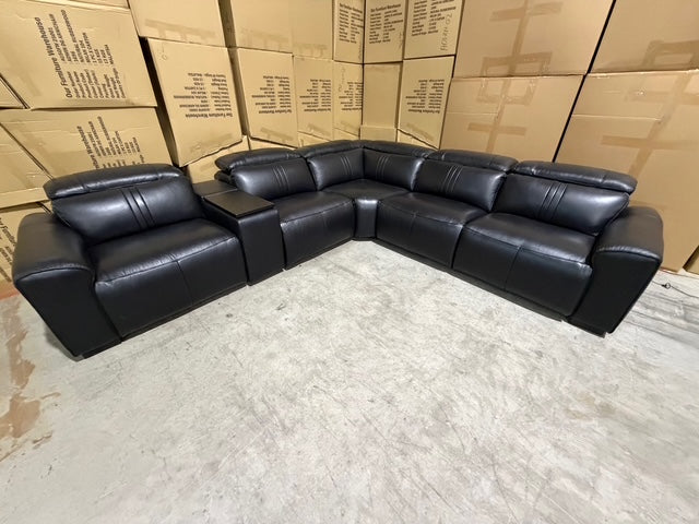 Arlo 6 Piece Modular Lounge dual motor recliners in black