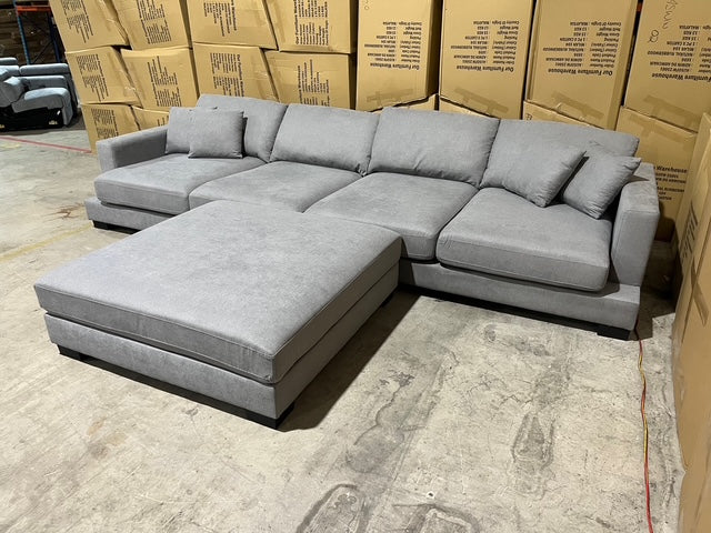 Prince 4 Seater Lounge & Ottoman Fifty Shades Colour
