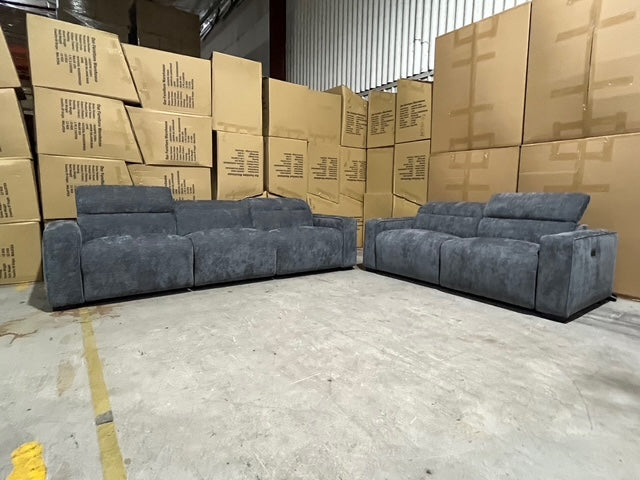 Watford 3 + 2 Electric Recliners in Dark Grey