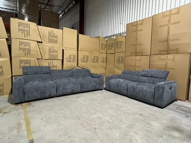 Watford 3 + 2 Electric Recliners in Dark Grey