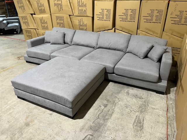 Prince 4 Seater Lounge & Ottoman Fifty Shades Colour