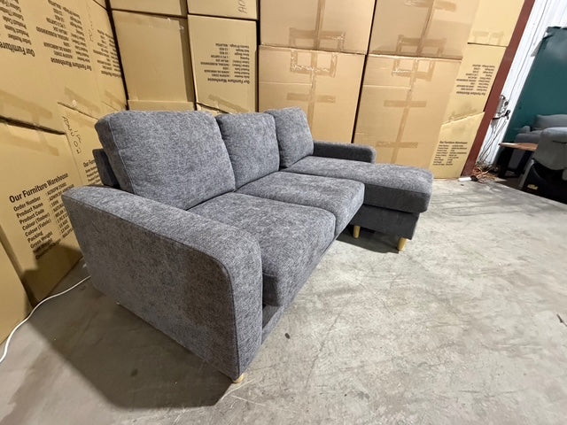 Senna 3 seater Lounge with Reversible chaise + Sofa Bed Dark Grey