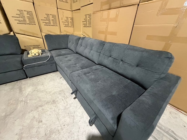 Woofer 6pce Modular lounge with dog/cat seat in Grey