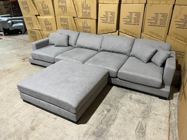 Prince 4 Seater Lounge & Ottoman Fifty Shades Colour
