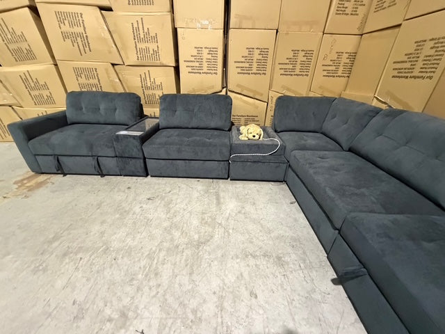 Woofer 6pce Modular lounge with dog/cat seat in Grey