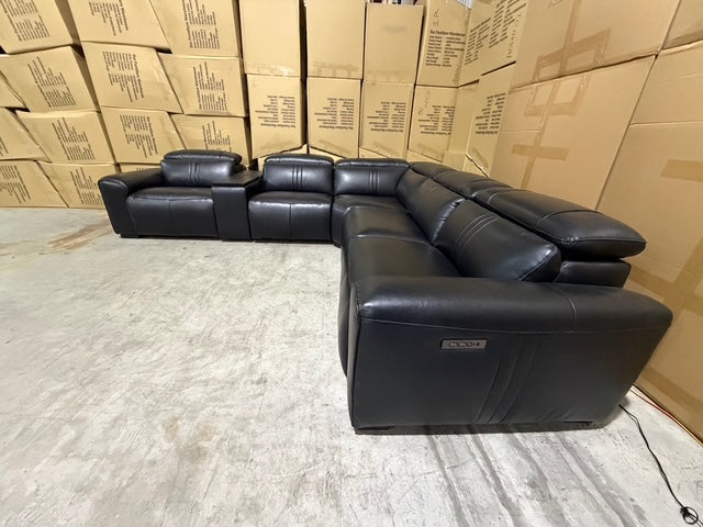 Arlo 6 Piece Modular Lounge dual motor recliners in black
