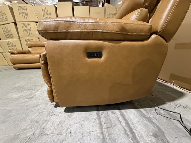 Modena Modular Lounge with 3x Electric recliners Tan leather match