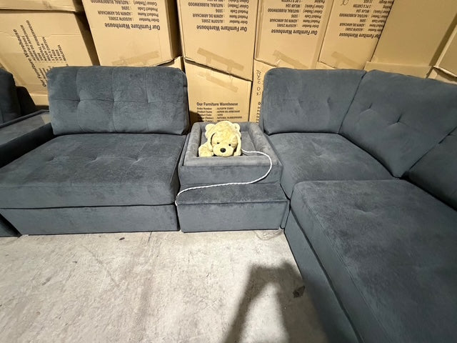 Woofer 6pce Modular lounge with dog/cat seat in Grey