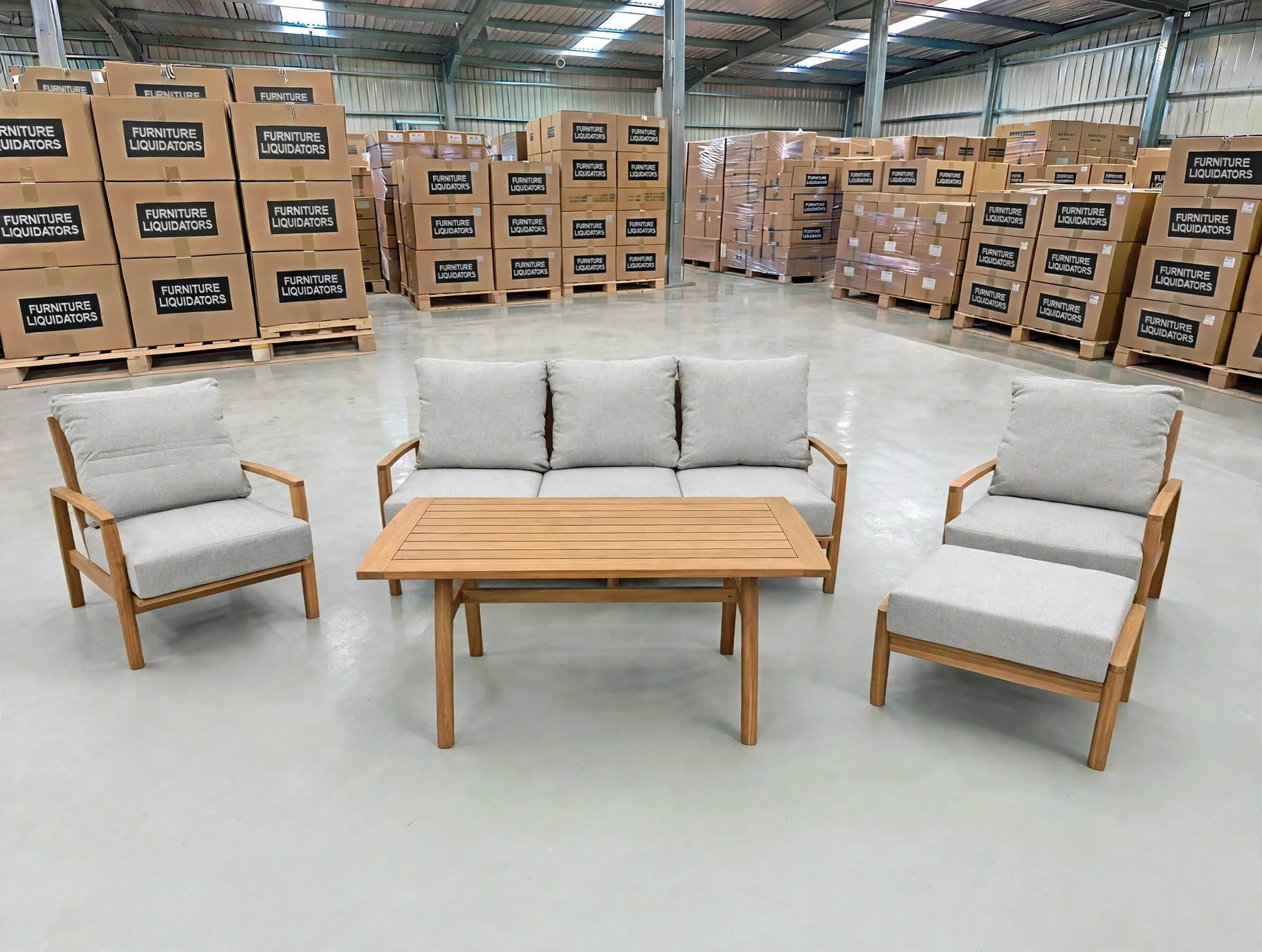 Sawyer 5pce Outdoor Lounge, 1 X Coffee Table, 1 X 3 Seater 2 X Chairs and 1 Foot Stool