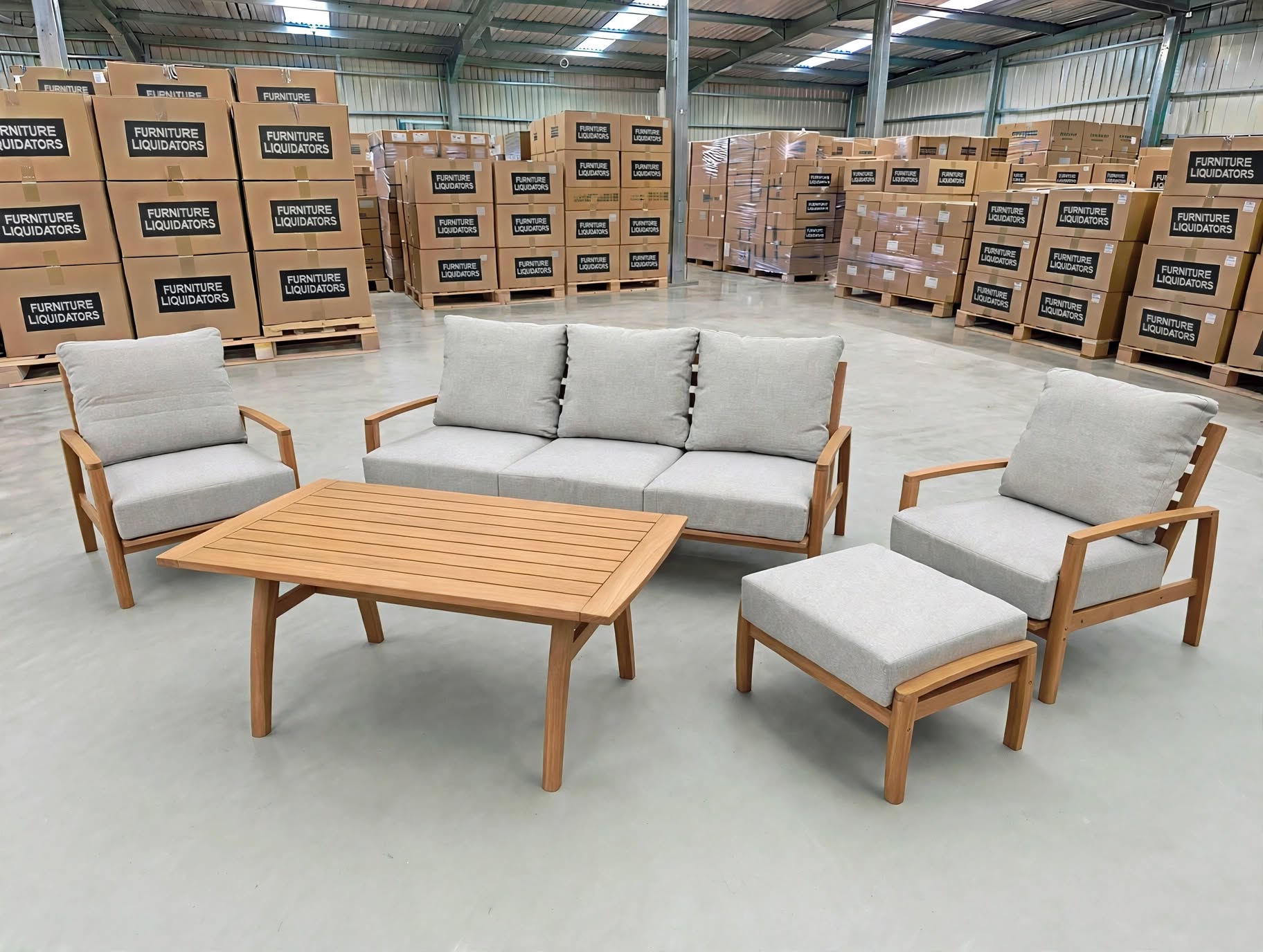 Sawyer 5pce Outdoor Lounge, 1 X Coffee Table, 1 X 3 Seater 2 X Chairs and 1 Foot Stool
