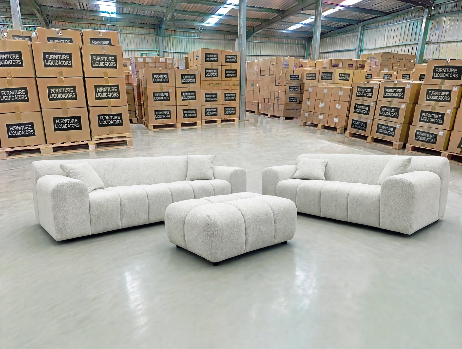 Bobbi Lounge 3 + 2 + Ottoman In Naturual