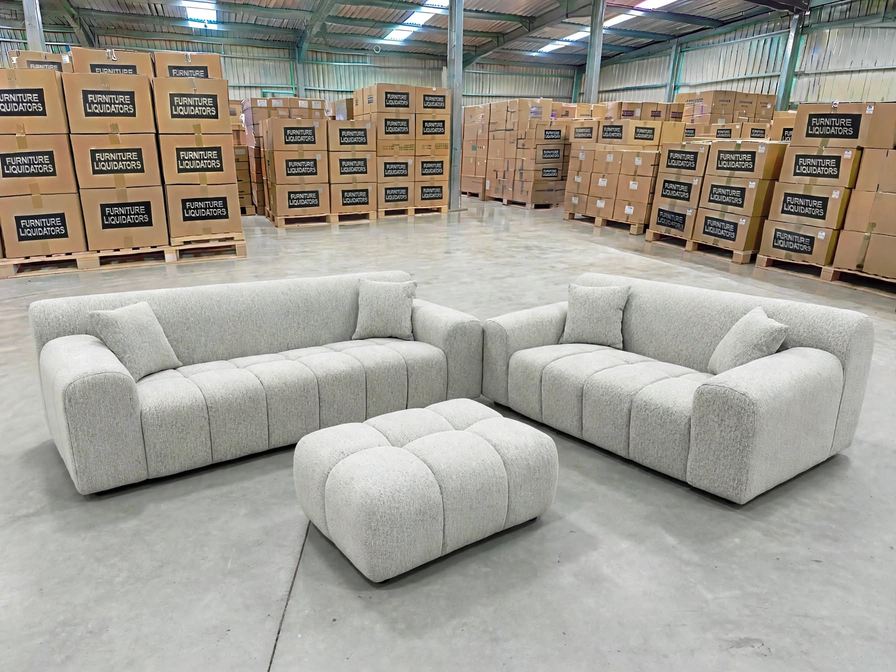 Bobbi 3+2+ Ottoman In Grey