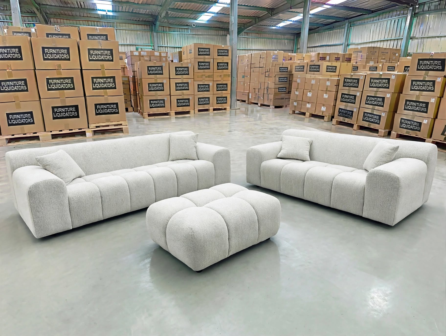 Bobbi Lounge 3 + 2 + Ottoman In Naturual