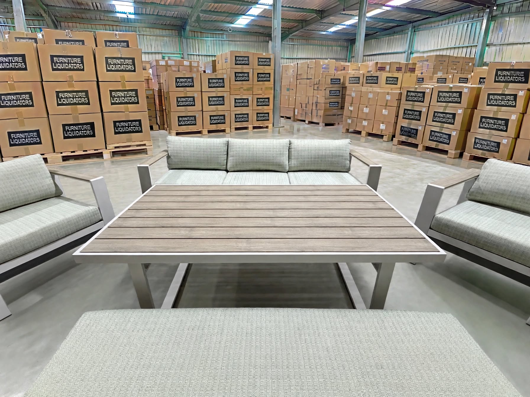 Belden 5PCE Low Dining Setting Table, Bench, Sofa, 2x Single