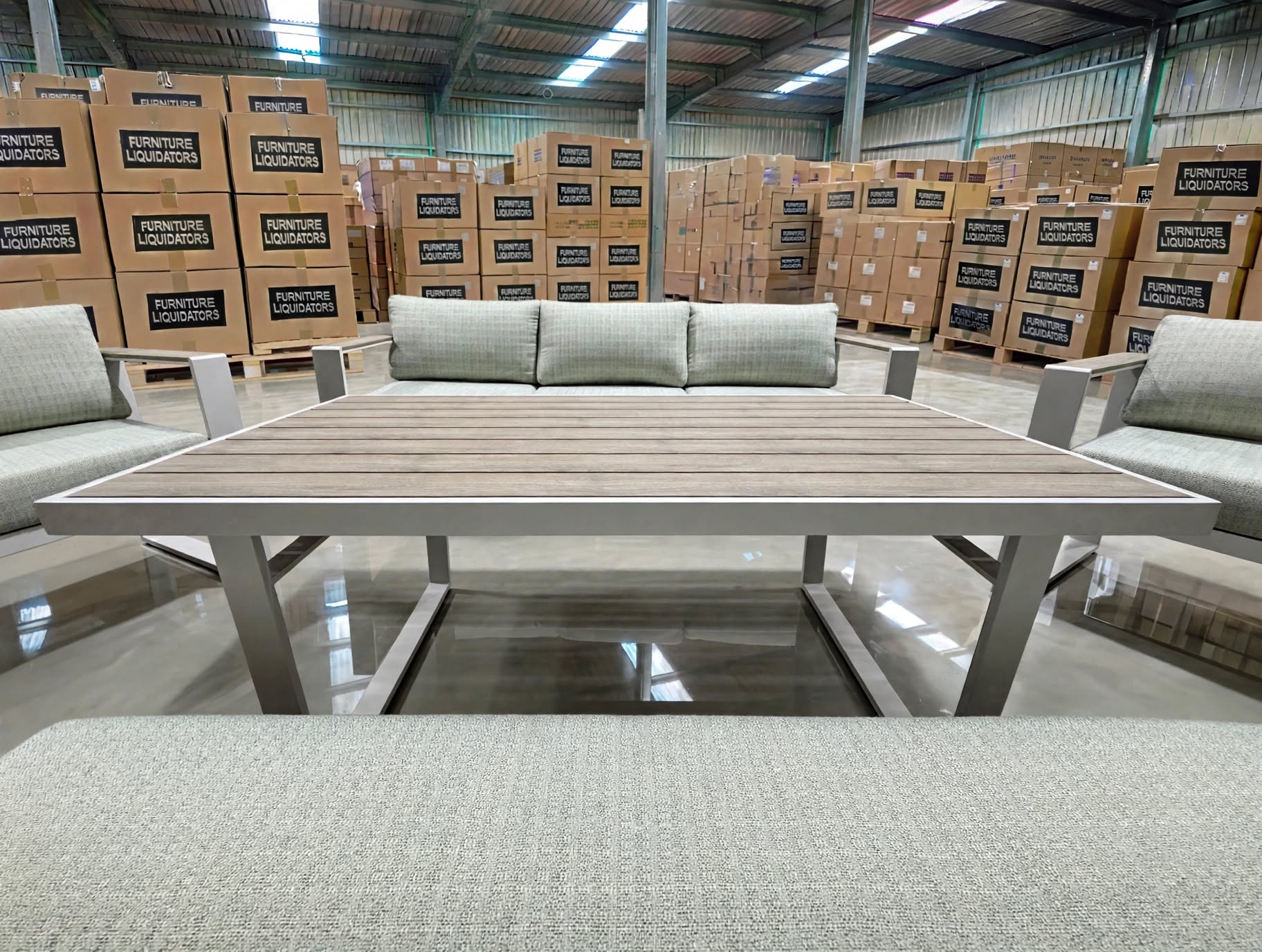 Belden 5PCE Low Dining Setting Table, Bench, Sofa, 2x Single