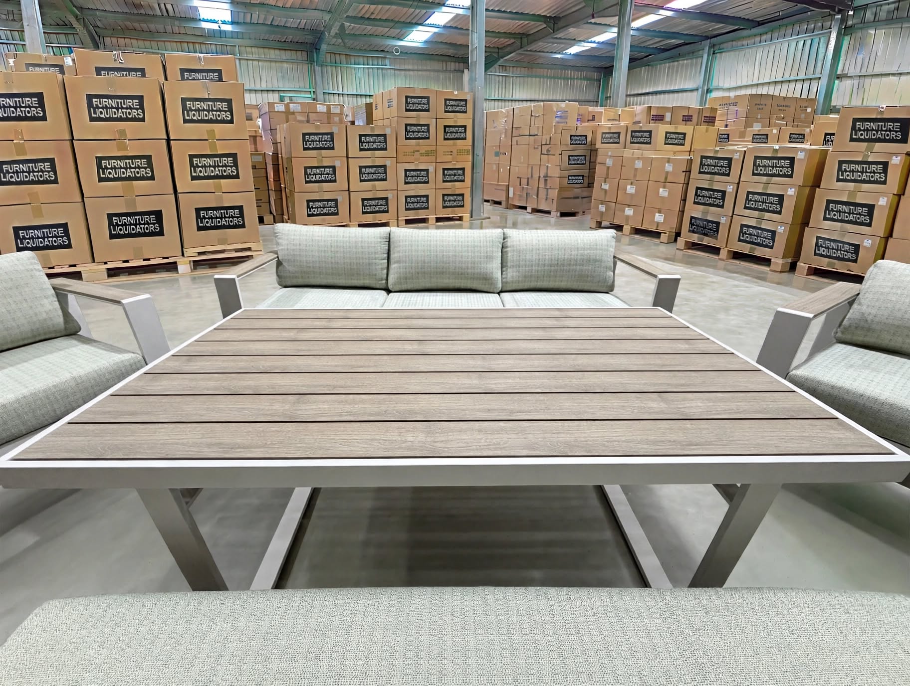 Belden 5PCE Low Dining Setting Table, Bench, Sofa, 2x Single