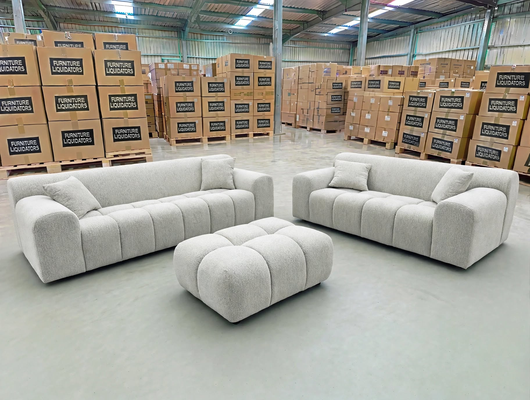 Bobbi Lounge 3 + 2 + Ottoman In Naturual