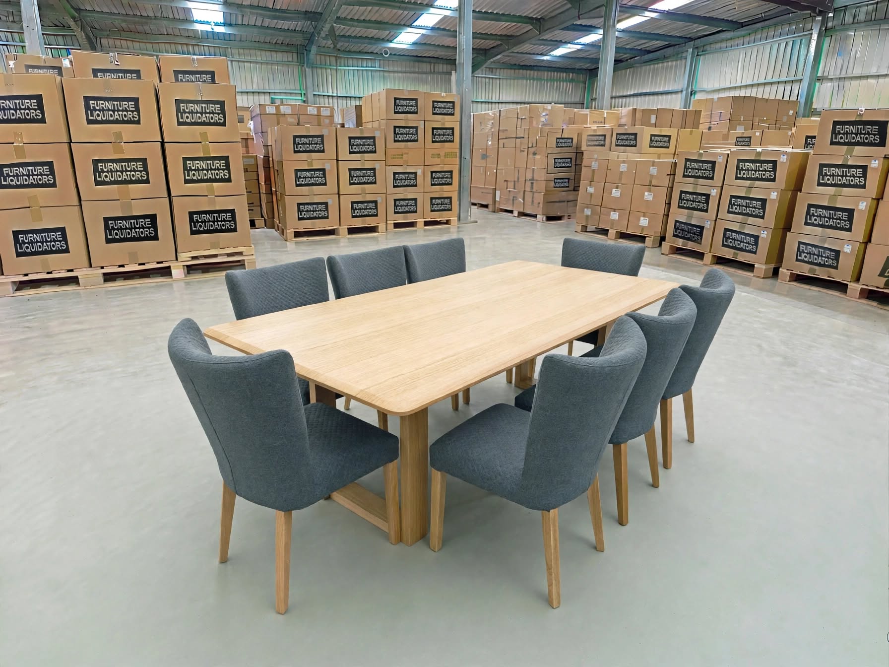 Mitcham Dining Range 2400 9 PCE Set with Tobago Chair Charcoal