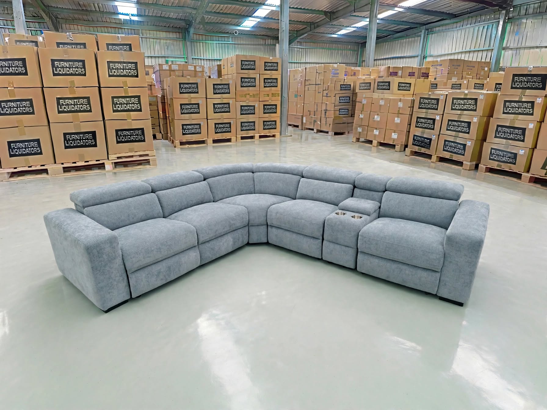 Bendigo 6pce lounge Electric Recliners Mid Grey