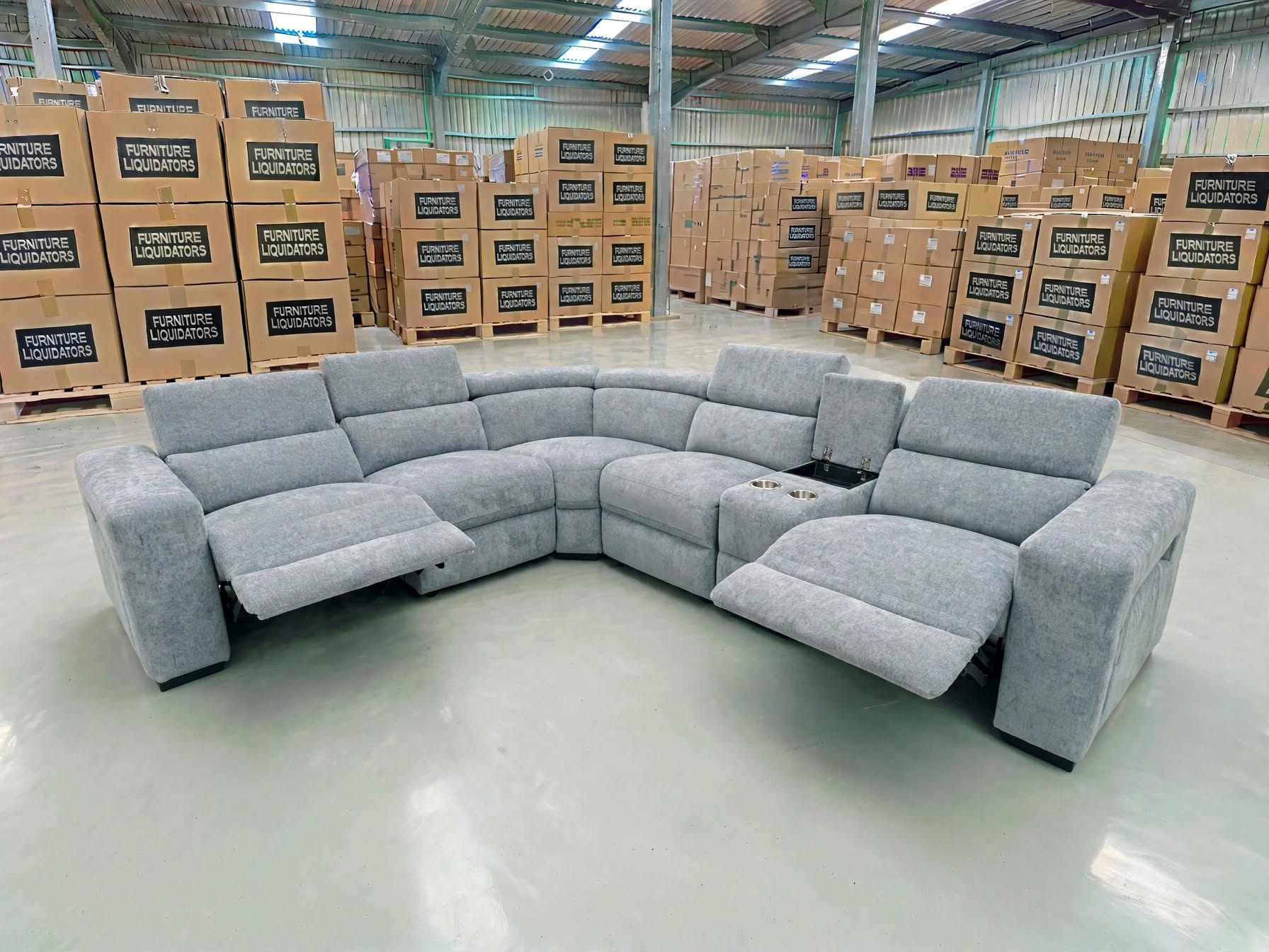 Bendigo 6pce lounge Electric Recliners Mid Grey