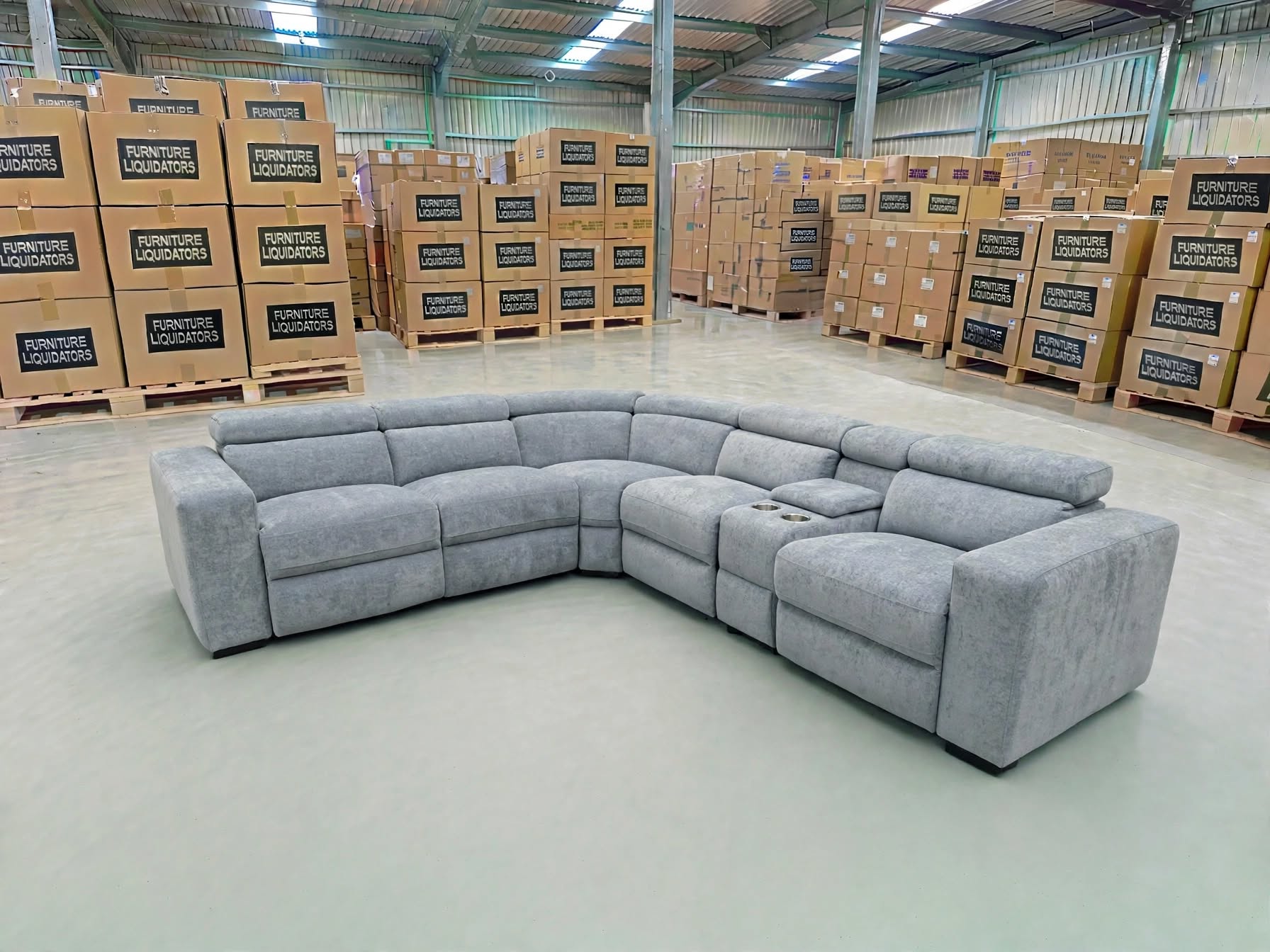 Bendigo 6pce lounge Electric Recliners Mid Grey