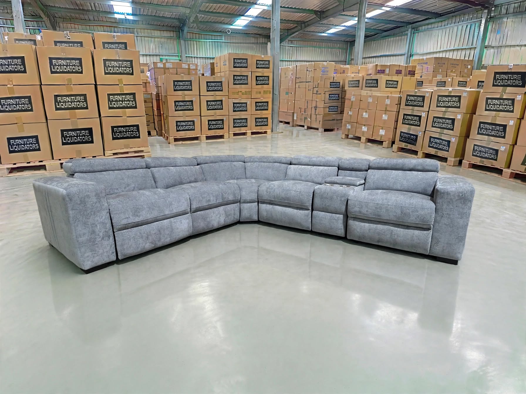 Bendigo 6pce lounge Electric Recliners Mid Grey