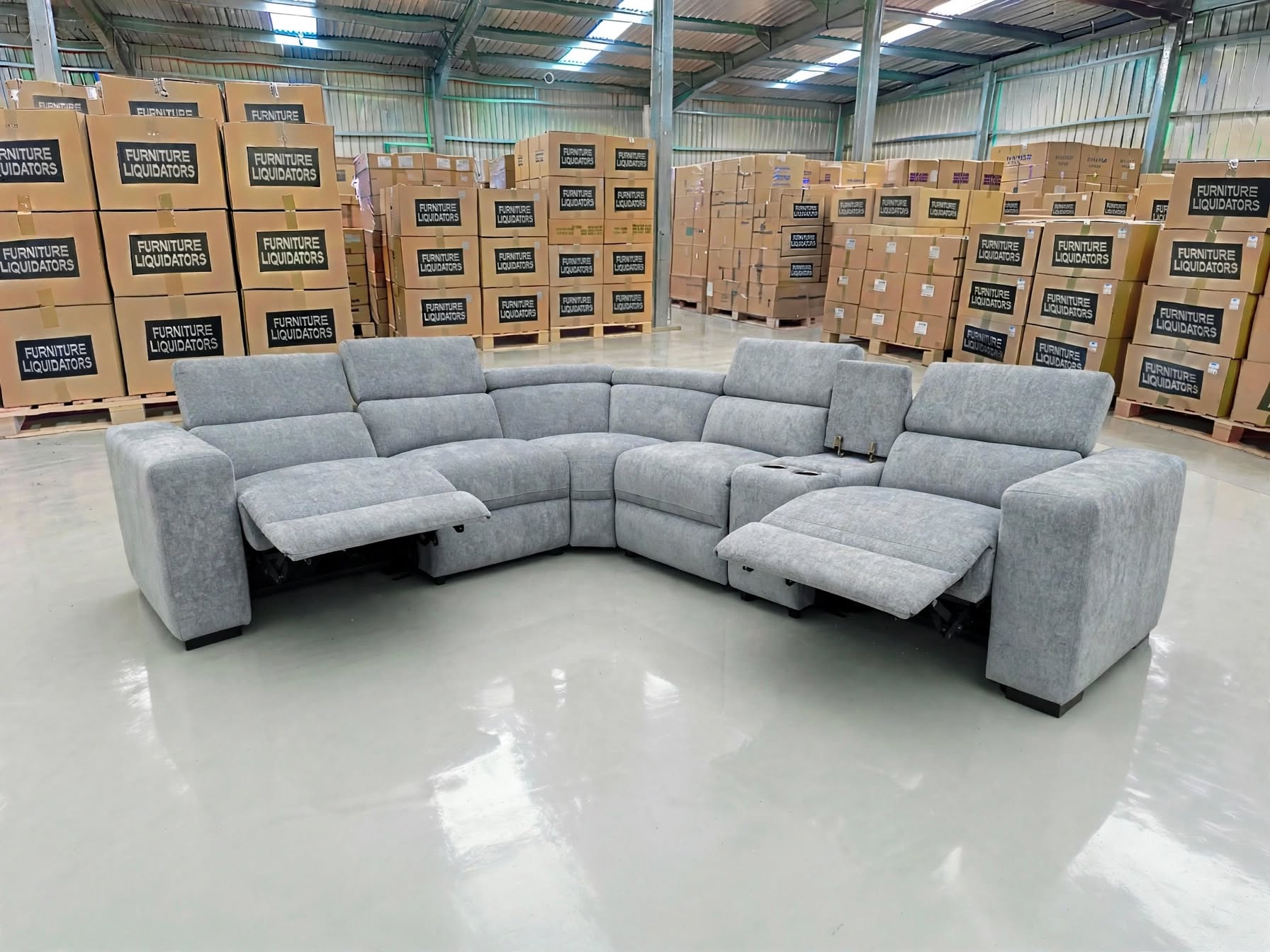 Bendigo 6pce lounge Electric Recliners Mid Grey