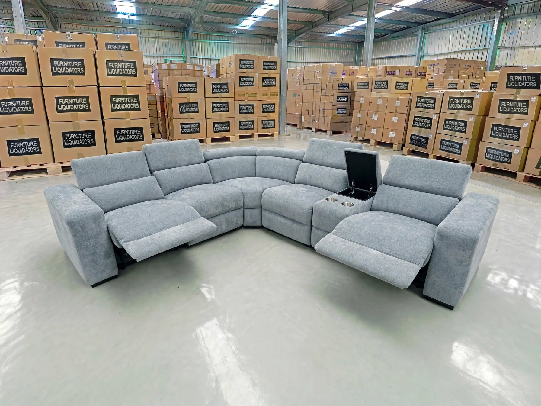 Bendigo 6pce lounge Electric Recliners Mid Grey