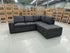 Denzo RHF Chaise Lounge With Trundle Bed & Storage Ottoman Soft Black Rhino
